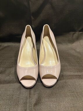 Women's Patent Peep-Toe Pumps - Nude 8.5